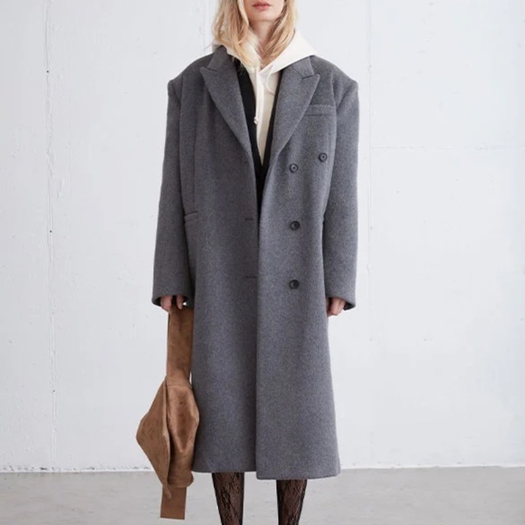 OAK + FORT OVERSIZED WOOL BLEND COAT - Picture 4 of 7